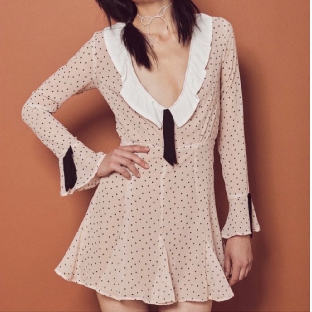 For Love & Lemons Bianca Dress size S in Creme polka dot